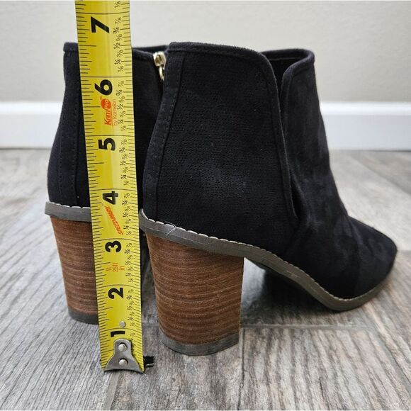 Dr. Scholl's Postone Black Peep-Toe Chunky Heel Ankle Boots - Picture 8 of 15